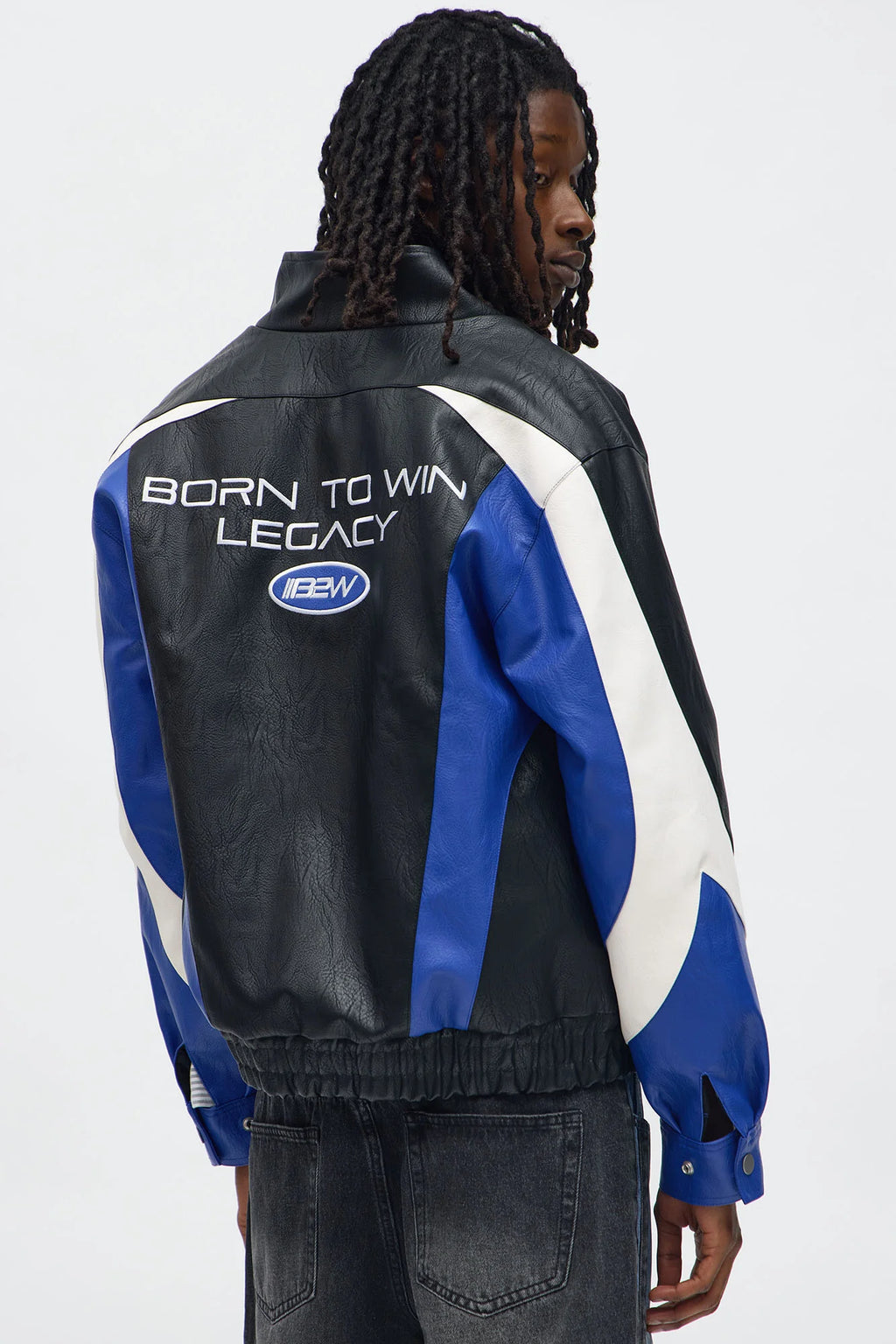 Luxus® Colorblock Racer Faux Leather Bomber Jacket