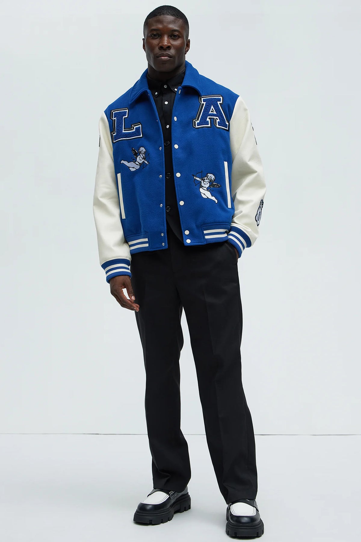 Luxus® LA Patchwork Varsity Jacket - Royal/combo