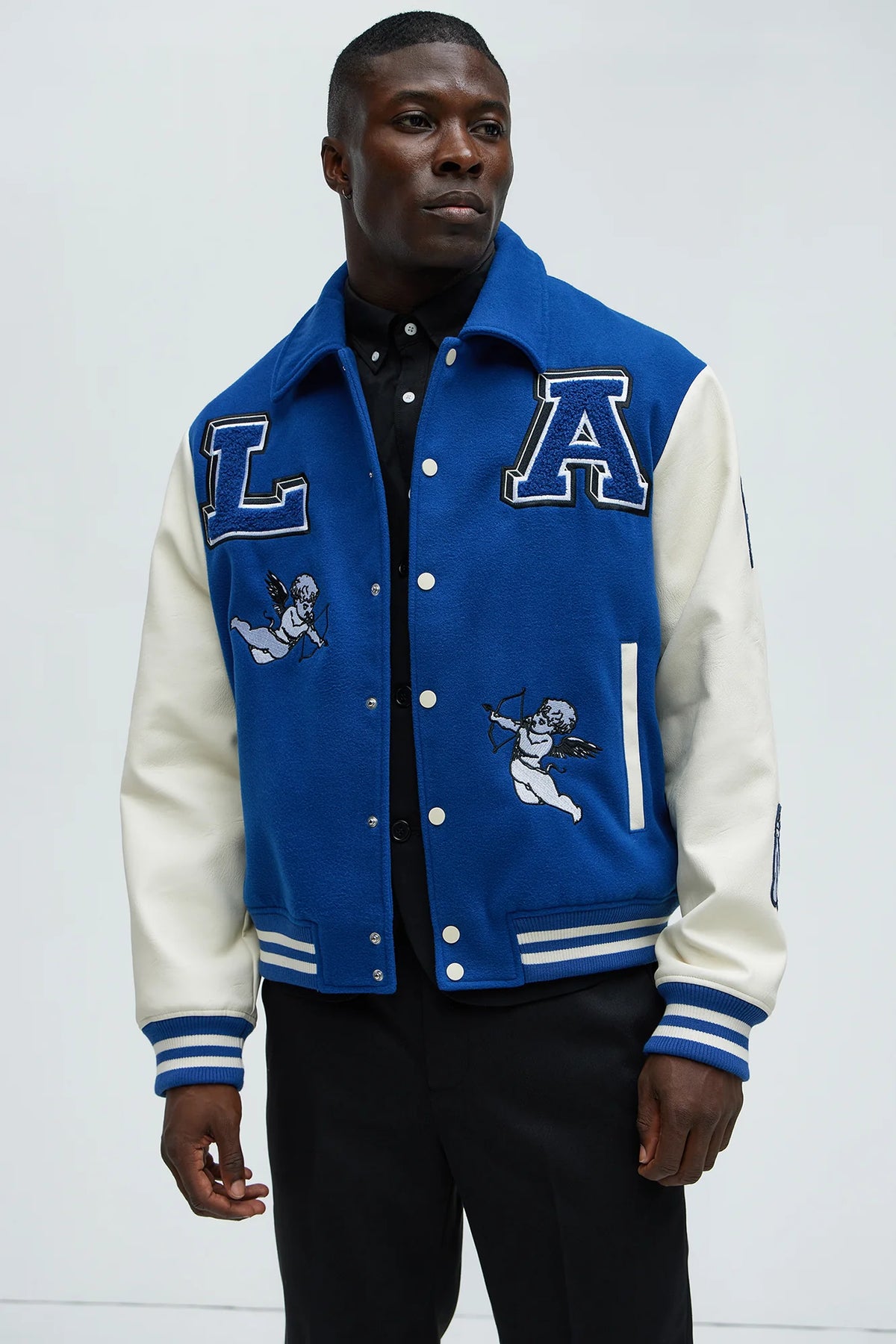 Luxus® LA Patchwork Varsity Jacket - Royal/combo