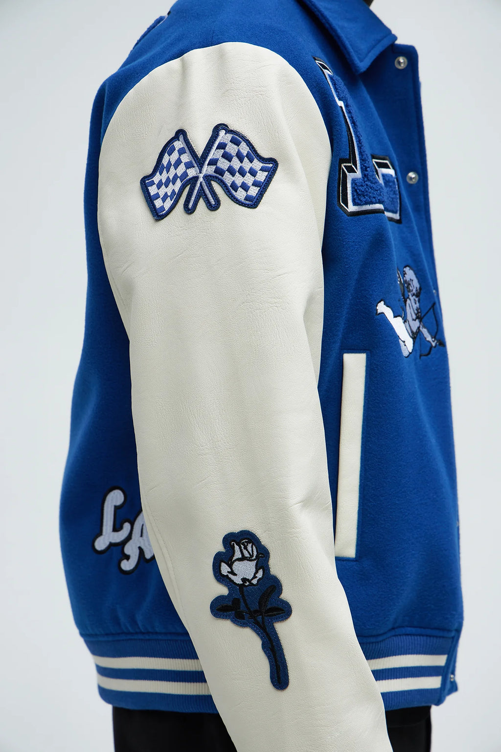 Luxus® LA Patchwork Varsity Jacket - Royal/combo
