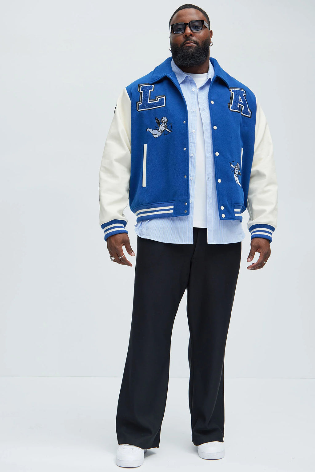 Luxus® LA Patchwork Varsity Jacket - Royal/combo