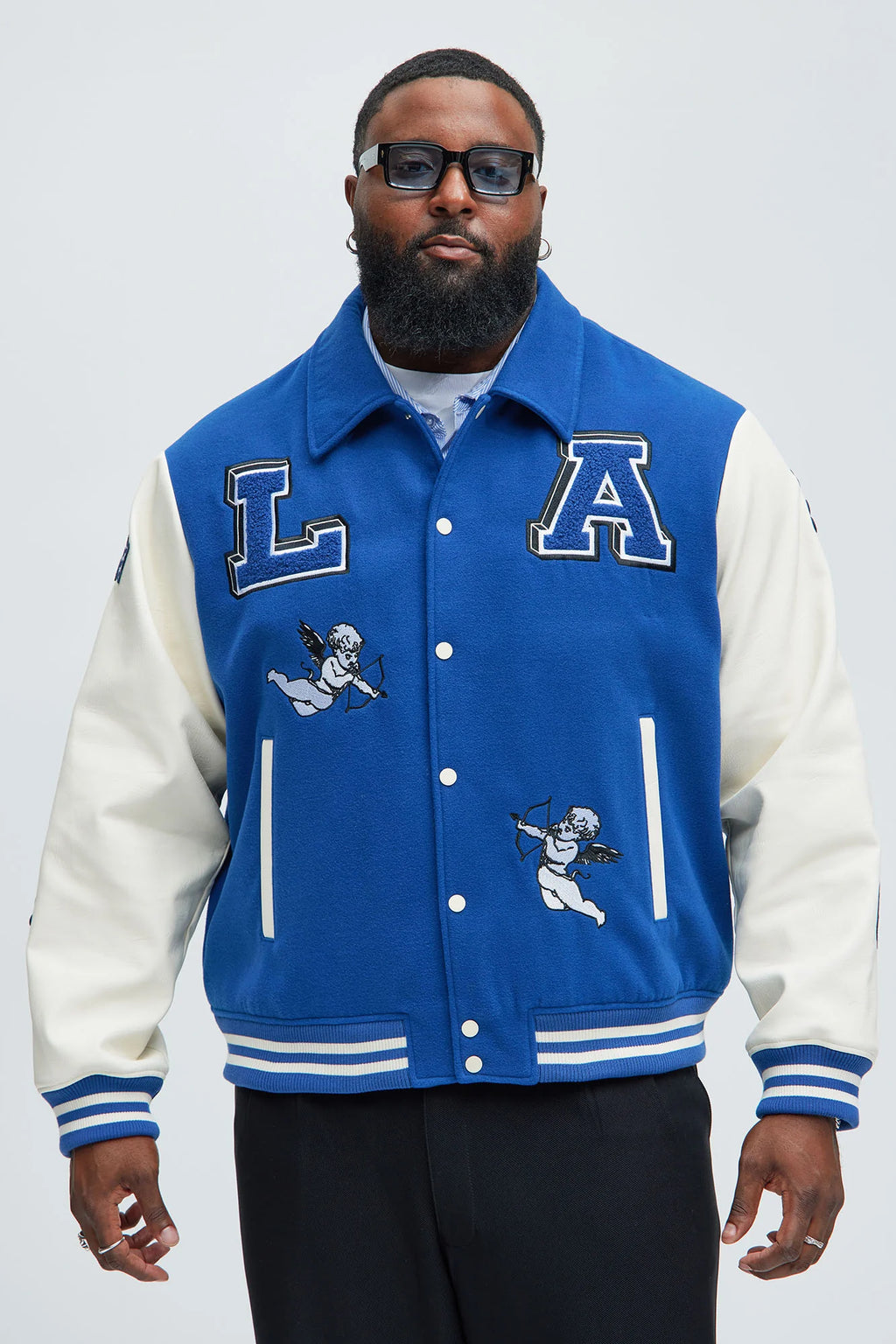 Luxus® LA Patchwork Varsity Jacket - Royal/combo