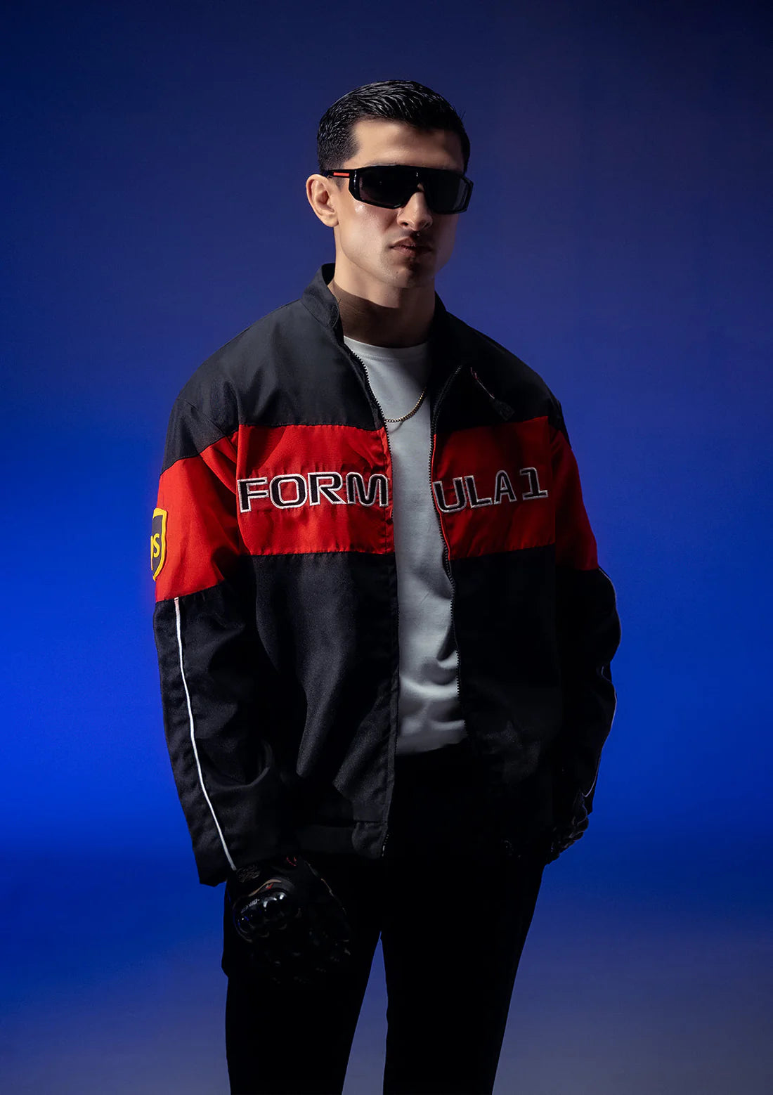 Luxus® Unisex Black & Red Racer Jacket