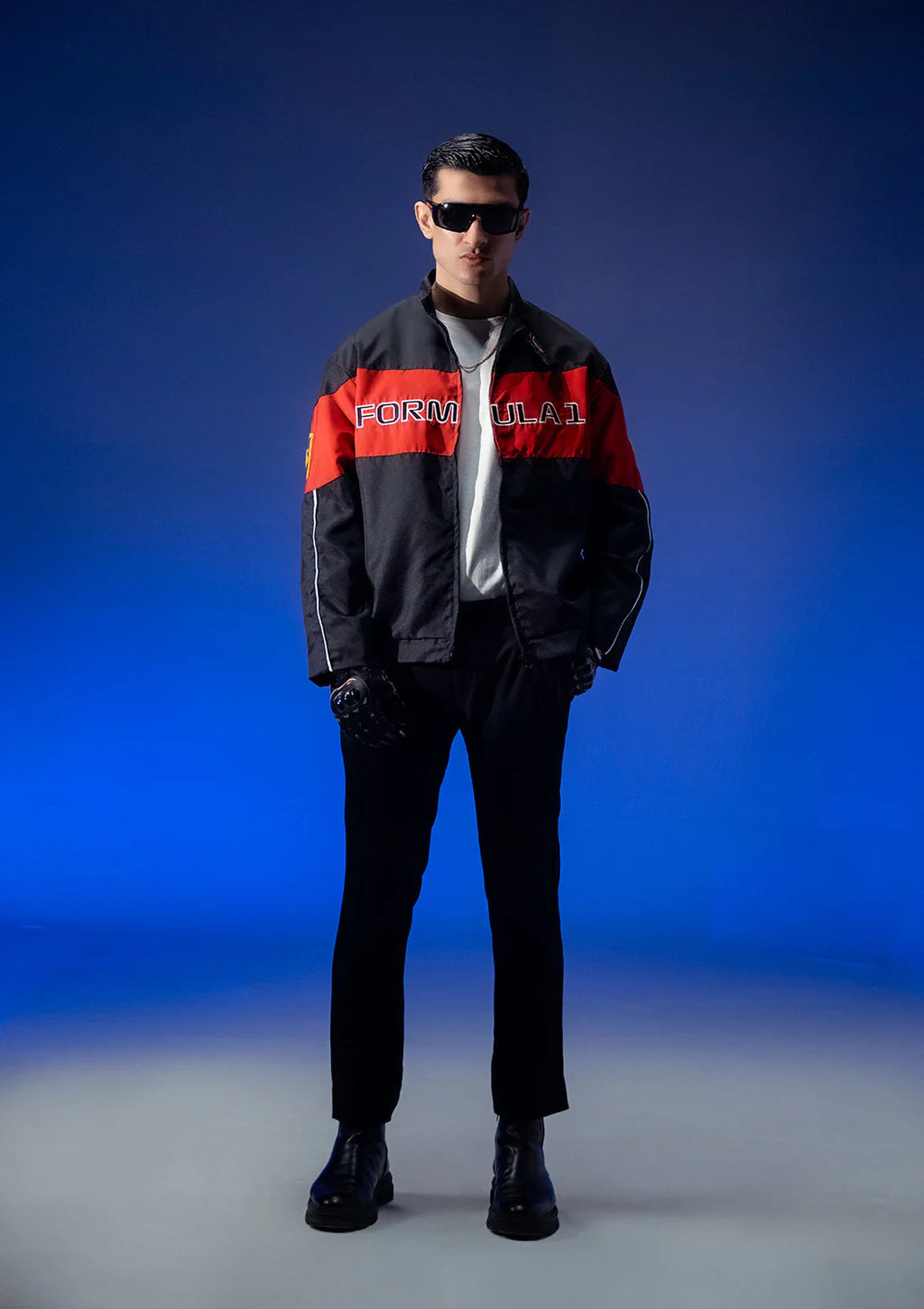 Luxus® Unisex Black & Red Racer Jacket