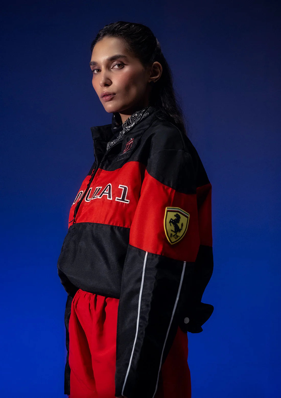Luxus® Unisex Black & Red Racer Jacket