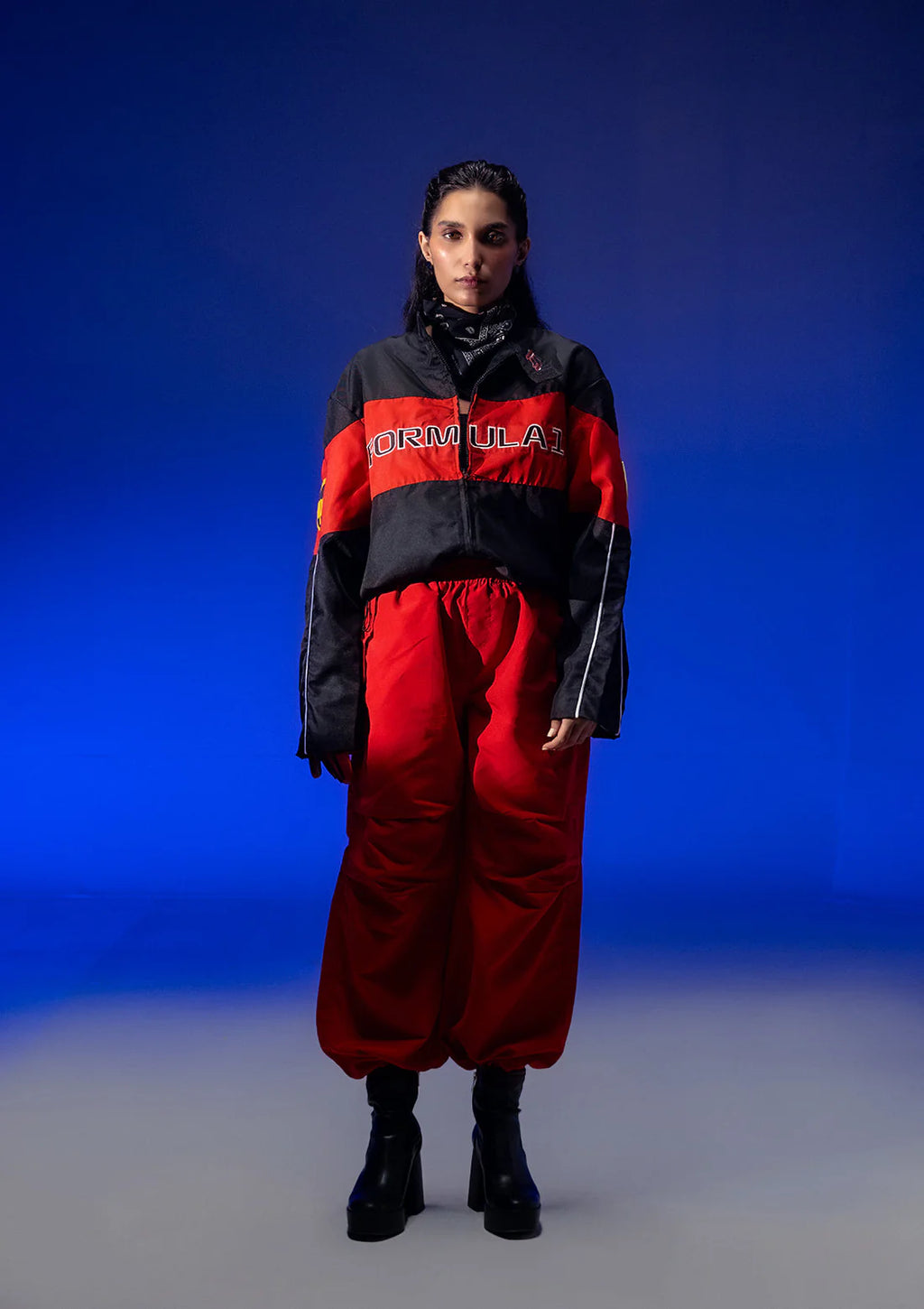 Luxus® Unisex Black & Red Racer Jacket