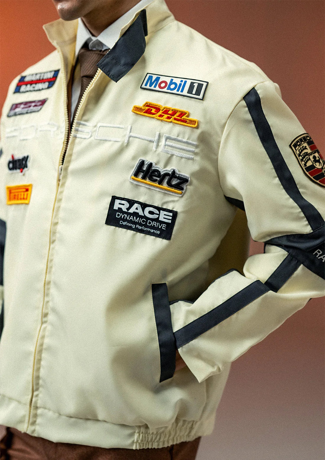 Luxus® Unisex Apex Racer Beige & Grey Racer Jacket