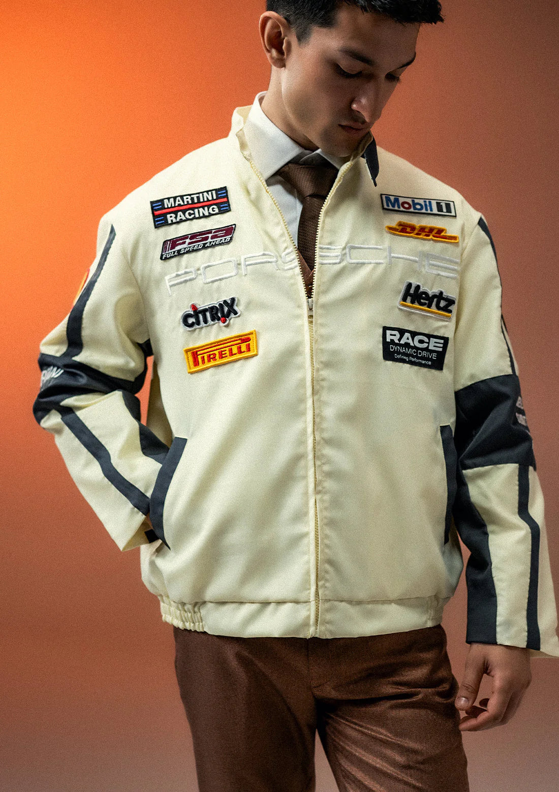 Luxus® Unisex Apex Racer Beige & Grey Racer Jacket