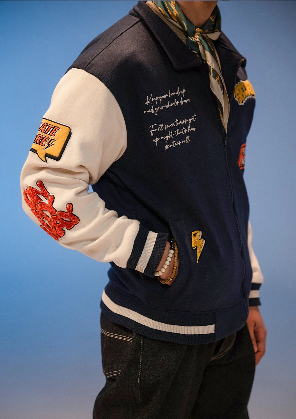 Luxus® Unisex Force Navy Blue Varsity Jacket