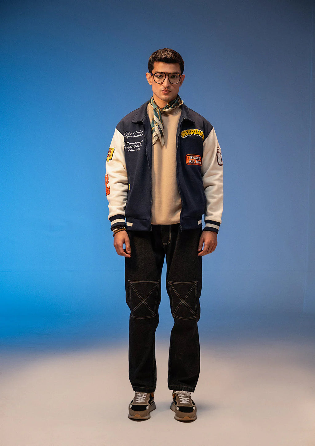 Luxus® Unisex Force Navy Blue Varsity Jacket