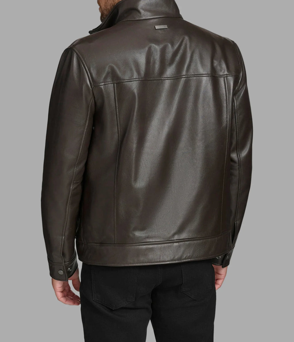 Luxus® Winton Leather Stand Collar Jacket