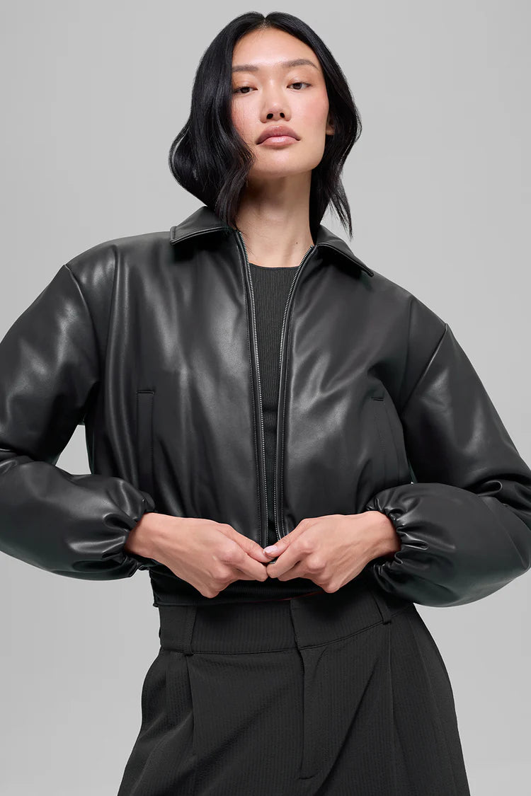 Luxus® Faux Leather Cropped Premier Bomber