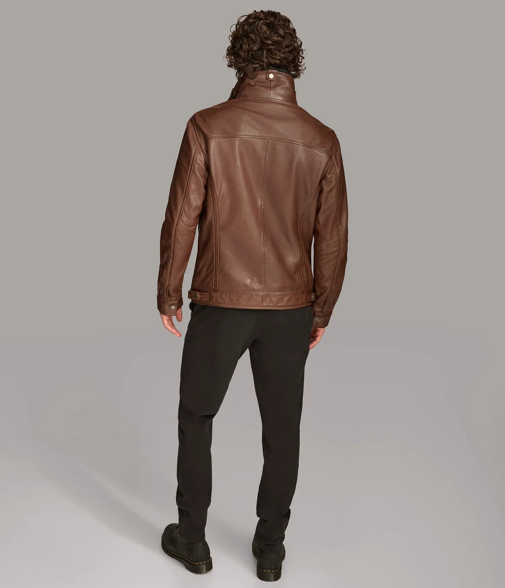 Luxus® Jett Leather Jacket with Removable Hood
