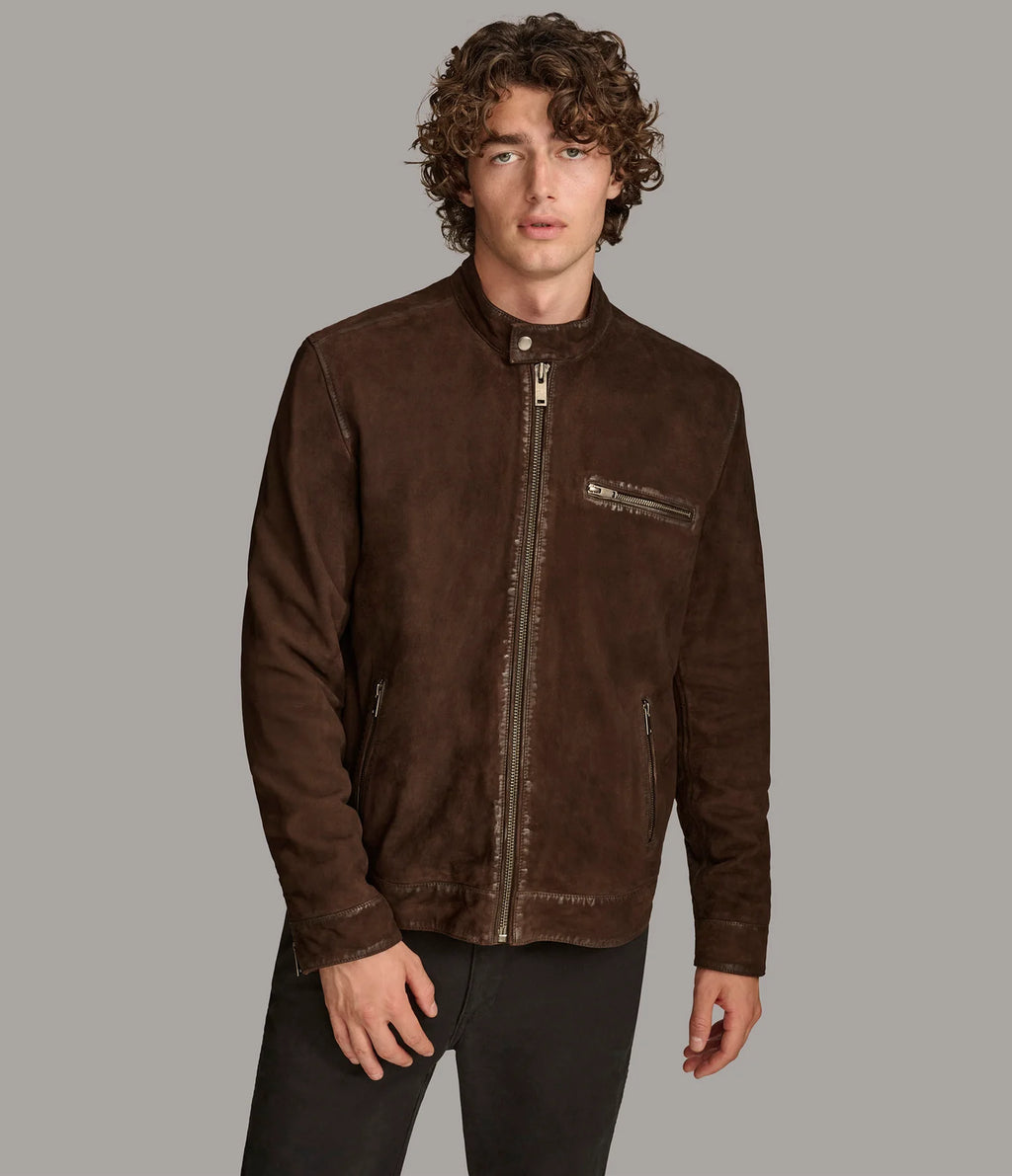 Luxus® Paxton Zip Up Suede Jacket