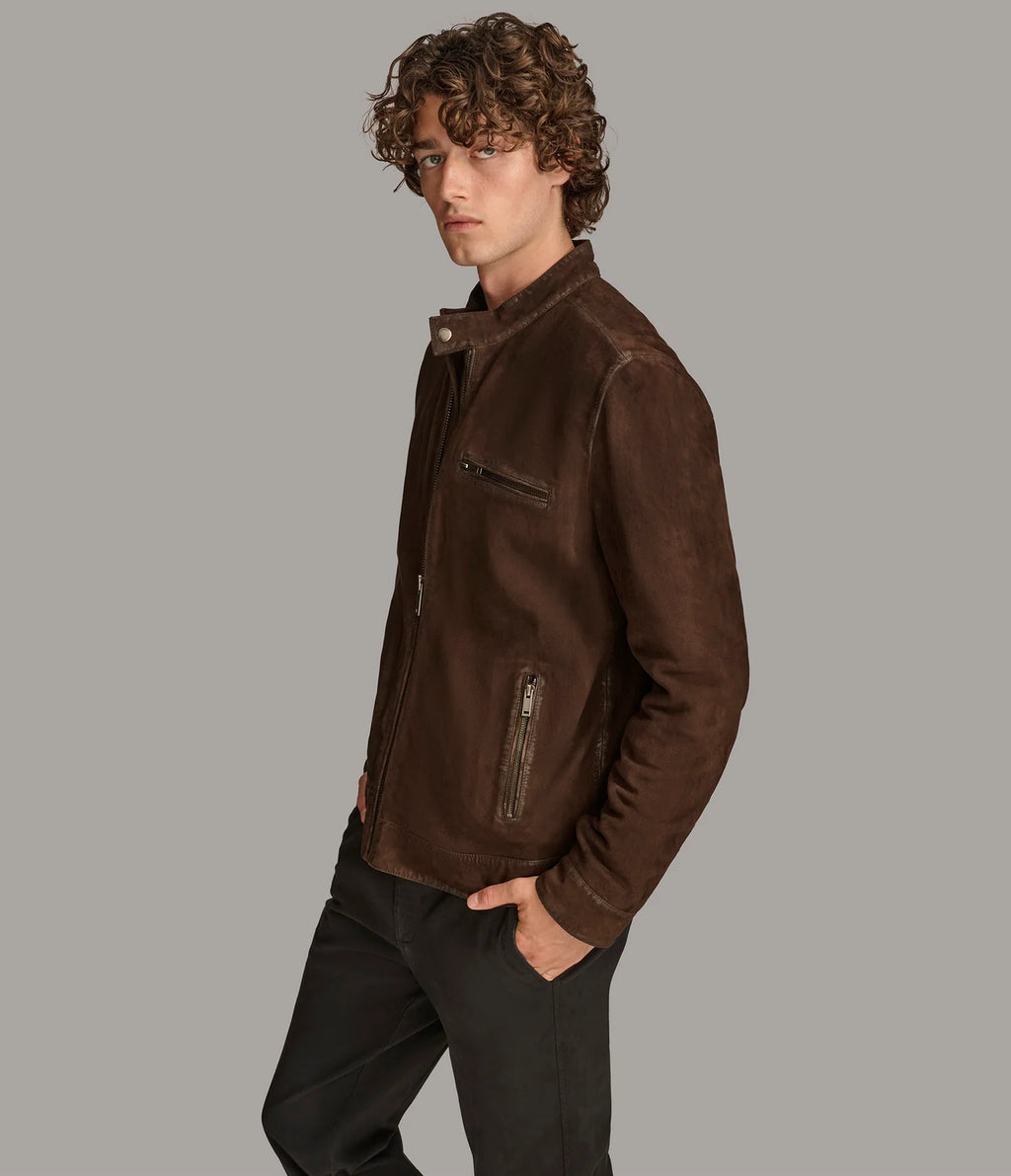 Luxus® Paxton Zip Up Suede Jacket