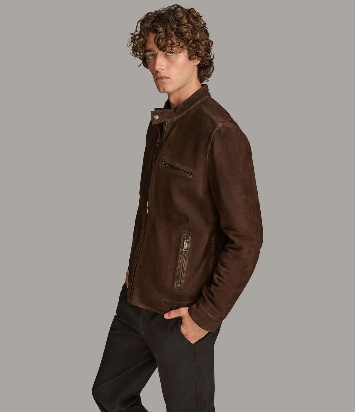 Luxus® Paxton Zip Up Suede Jacket