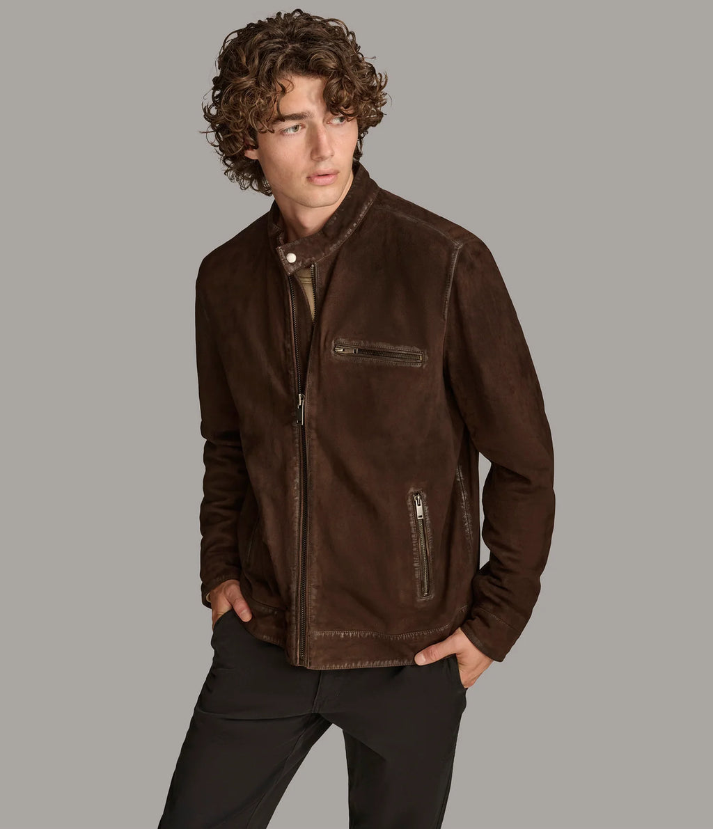 Luxus® Paxton Zip Up Suede Jacket
